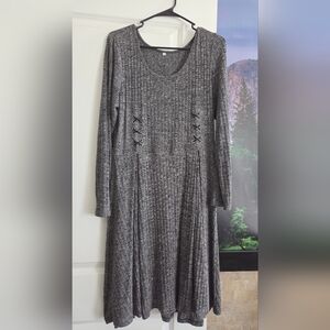 Source Unknown Charcoal Long Sleeve Dress